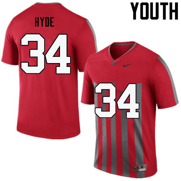 Ohio State Buckeyes #34 Carlos Hyde Youth Stitched Jersey Throwback OSU69702